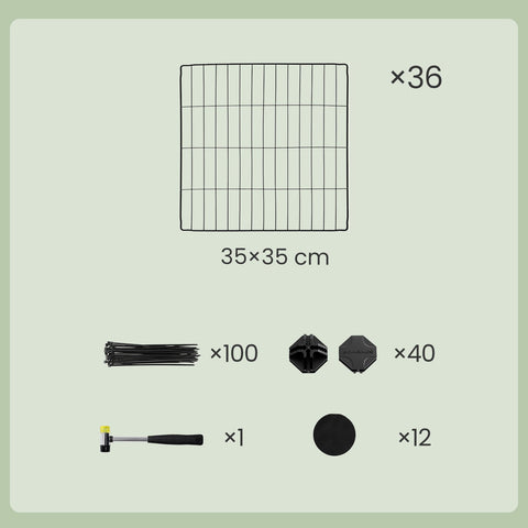 Rootz Black Small Animal Enclosure - Pet Playpen - Secure Play Area - Non-Slip Mat Included - 143cm x 71cm x 73cm