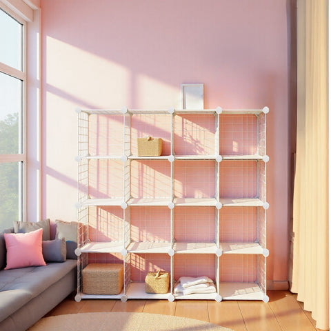 Rootz Modular Storage Shelf - Wire Rack - Cube Organizer - Space-Saving Design - 123cm x 31cm x 123cm