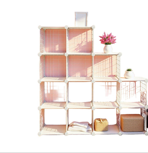 Rootz Modular Storage Shelf - Wire Rack - Cube Organizer - Space-Saving Design - 123cm x 31cm x 123cm