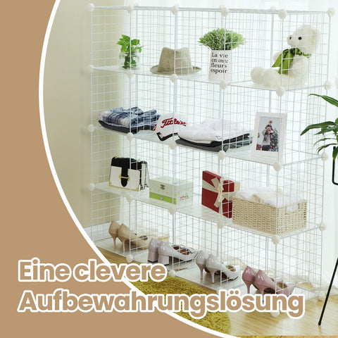 Rootz Modular Storage Shelf - Wire Rack - Cube Organizer - Space-Saving Design - 123cm x 31cm x 123cm