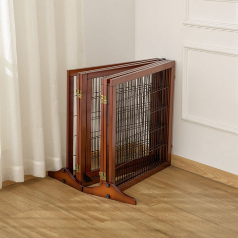 Rootz Folding Dog Barrier - Pet Gate - Wooden Pet Fence - Stylish Design - 432cm x 36cm x 70cm