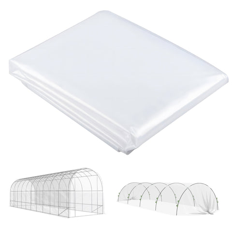 Rootz Greenhouse Cover - Plastic Tarpaulin - Plant Cover - UV-Resistant Waterproof - Promotes Growth - 8m x 10m