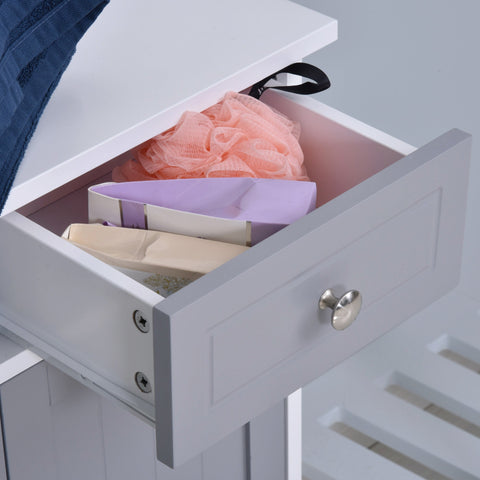 Rootz Bathroom Cabinet - 2 Door Cabinet - Buffet Storage Cabinet - Elegant Design - 60cm x 30cm x 75cm - Grey and White