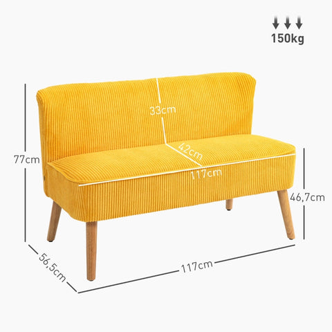 Rootz Two-Seater Sofa - Loveseat - Small Couch - Max Comfort - 117W x 56.5D x 77H cm