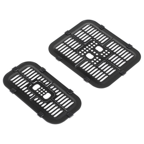 Rootz Hot Air Fryer - Deep Fryer - Dual Basket Fryer - 2700W - 8 Settings - Smart Finish - Healthier Meals - 41.8cm x 39.2cm x 31.1cm - Black + Silver