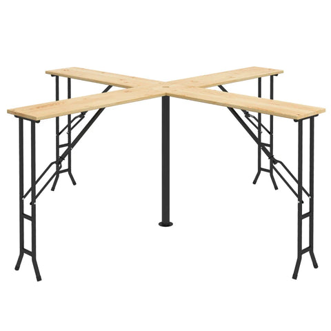 Rootz Picnic Table - Outdoor Folding Table - Up To 20 People - Weatherproof - Metal-fir Wood - Natural-black - 2.4x2.4x1m