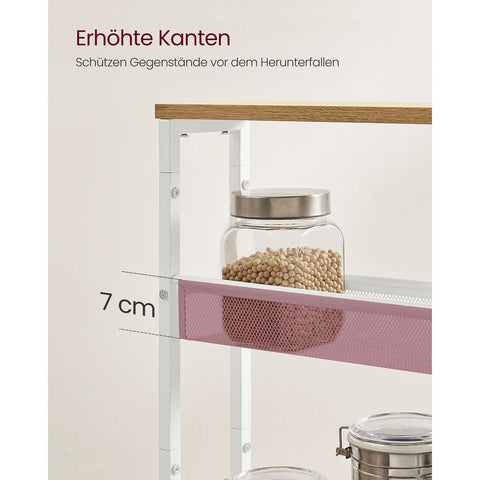 Rootz Oak White Trolley Cart - Storage Cart - Rolling Cart - Chipboard and Steel - Lightweight - Easy Assembly - Space Saving - 13cm x 45.4cm x 77cm