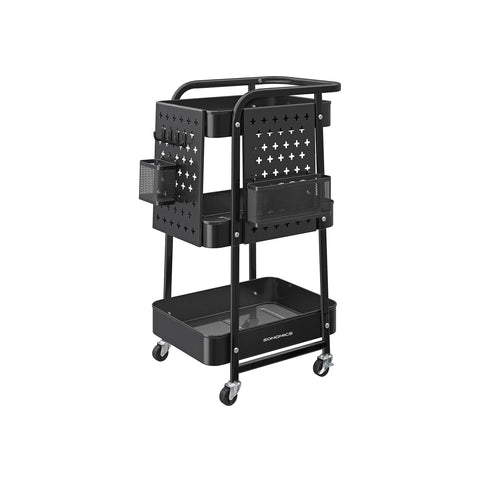 Rootz Steel Kitchen Trolley - Rolling Cart - Organizer Rack - 10kg Shelf Capacity - 32.3cm x 49.4cm x 73.9cm - Ink Black