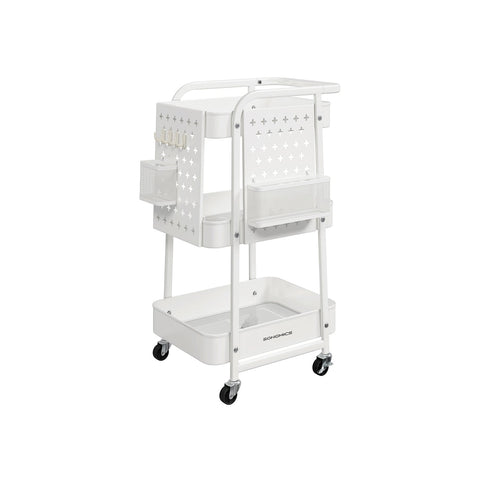 Rootz Steel Rolling Trolley - Utility Cart - Storage Organizer - Heavy Duty - 32.3cm x 49.4cm x 73.9cm