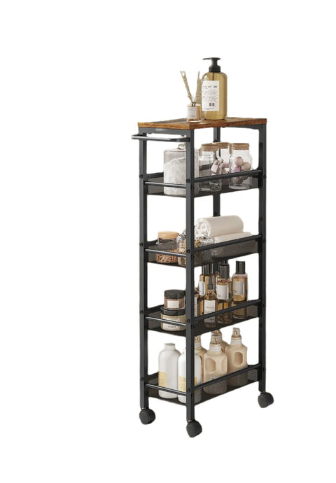 Rootz 5 Level Rolling Kitchen Cart - Niche Shelf - Narrow Trolley - Space-Saving Storage - 22cm x 45.4cm x 77cm