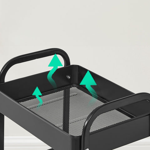 Rootz Steel Trolley - Storage Cart - Utility Organizer - Durable with 30kg Capacity - 30.6cm x 44.3cm x 74.2cm