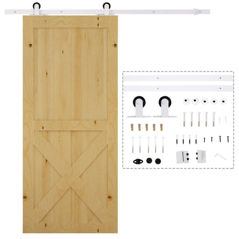 Rootz Sliding Door Fitting Set - Barn Door Hardware Kit - Space-Saving - High-Quality Wheels - Robust Steel - 183cm x 4cm x 0.6cm