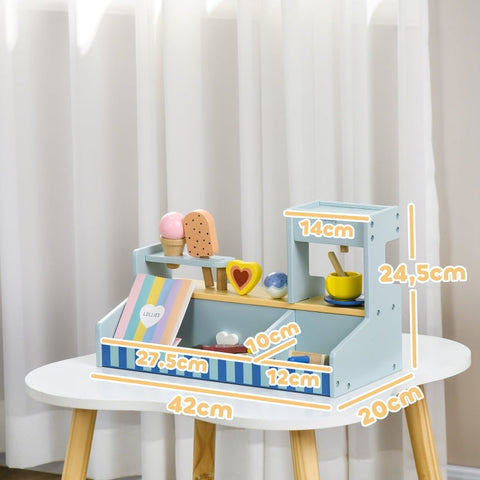 Rootz Ice Cream Wooden Toy - Playset for Kids - Educative Toy - Imaginative Play - Child-Friendly Materials - 42cm x 20cm x 24.5cm