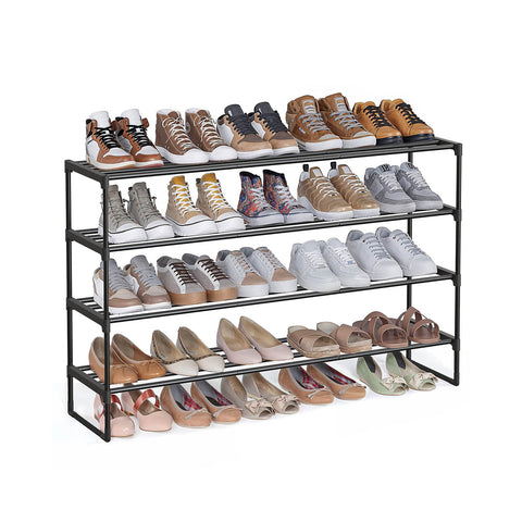 Rootz 4 Level Shoe Shelf - Shoe Rack - Shoe Organizer - Holds 25-30 Pairs - Metal Pipes - Plastic Connectors - 30cm x 117cm x 75cm