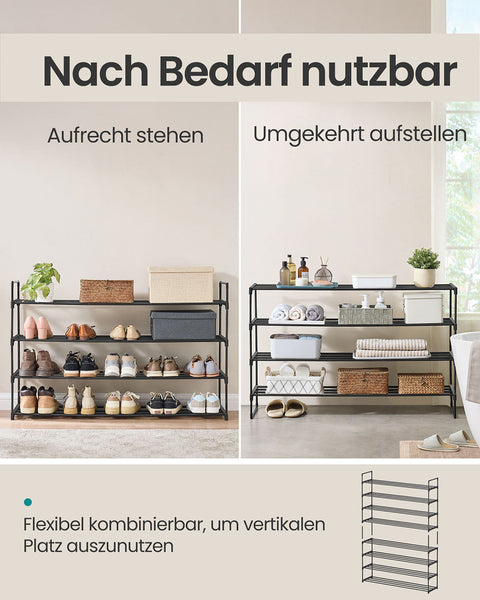 Rootz 4 Level Shoe Shelf - Shoe Rack - Shoe Organizer - Holds 25-30 Pairs - Metal Pipes - Plastic Connectors - 30cm x 117cm x 75cm