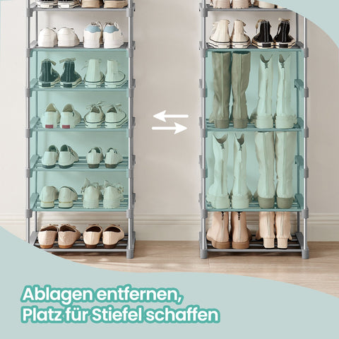 Rootz 10 Level Shoe Shelf - Open Shoe Cabinet - Narrow Shoe Stand - Space Saver - 45cm x 30cm x 174cm
