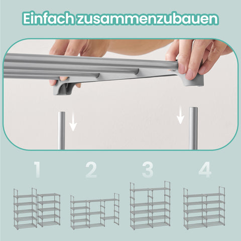 Rootz 10 Level Shoe Shelf - Open Shoe Cabinet - Narrow Shoe Stand - Space Saver - 45cm x 30cm x 174cm