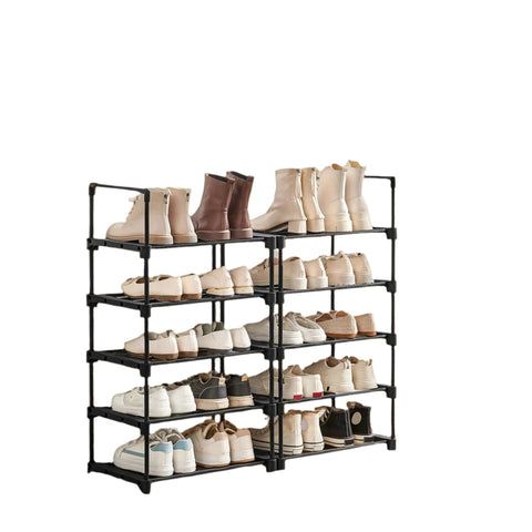 Rootz 10 Level Shoe Shelf - Open Shoe Cabinet - Narrow Shoe Stand - Space Saving - 45cm x 30cm x 174cm