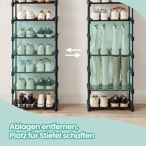 Rootz 10 Level Shoe Shelf - Open Shoe Cabinet - Narrow Shoe Stand - Space Saving - 45cm x 30cm x 174cm