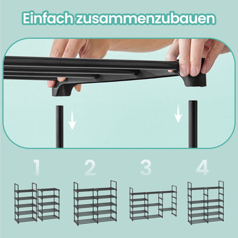 Rootz 10 Level Shoe Shelf - Open Shoe Cabinet - Narrow Shoe Stand - Space Saving - 45cm x 30cm x 174cm