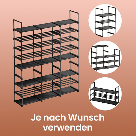 Rootz Shoe Shelf - Shoe Rack - 8 Level Organizer - Adjustable Storage - Space Saving - 29.5 x 129 x 157.6 cm