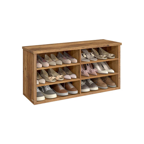 Rootz Shoe Bench - Storage Bench - Entryway Organizer - Adjustable Shelves - Brown - 29.5cm x 100cm x 50cm