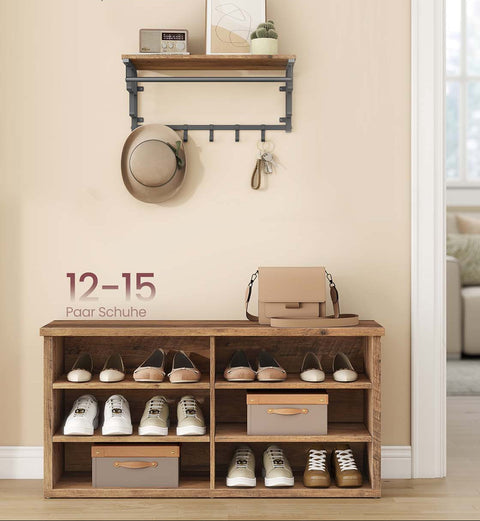Rootz Shoe Bench - Storage Bench - Entryway Organizer - Adjustable Shelves - Brown - 29.5cm x 100cm x 50cm