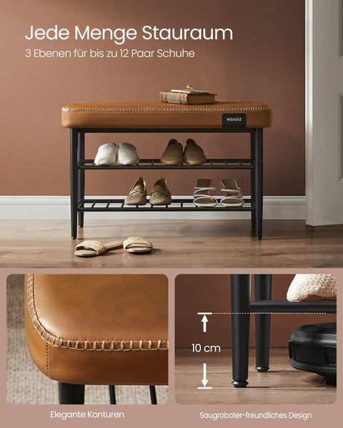 Rootz LSB054K01 Caramel Brown Ottoman - Footstool - Pouf - Lightweight - Durable - Versatile - 30cm x 80cm x 50cm