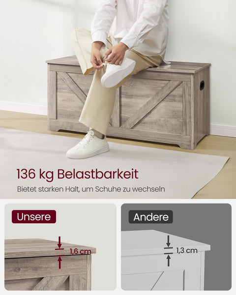 Rootz Shoe Bench with Storage - Entryway Bench - Shoe Rack - Chipboard Material - 40cm x 100cm x 46cm - Greige Mottled - 136kg Load Capacity