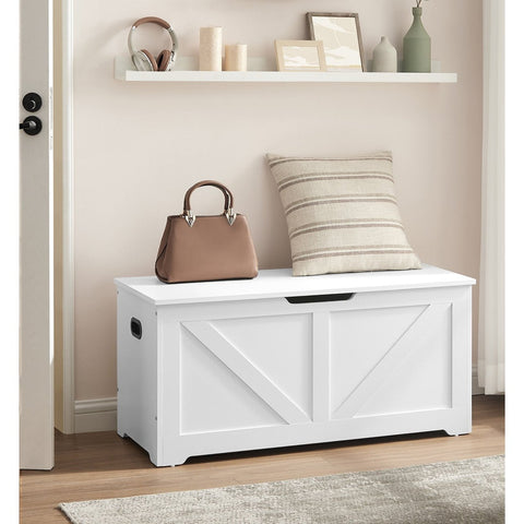 Rootz Shoe Bench with Seat - Entryway Organizer - Storage Bench - Chipboard - 40cm x 100cm x 46cm - Matt White - 136kg Capacity - 19.5kg - Easy Assembly