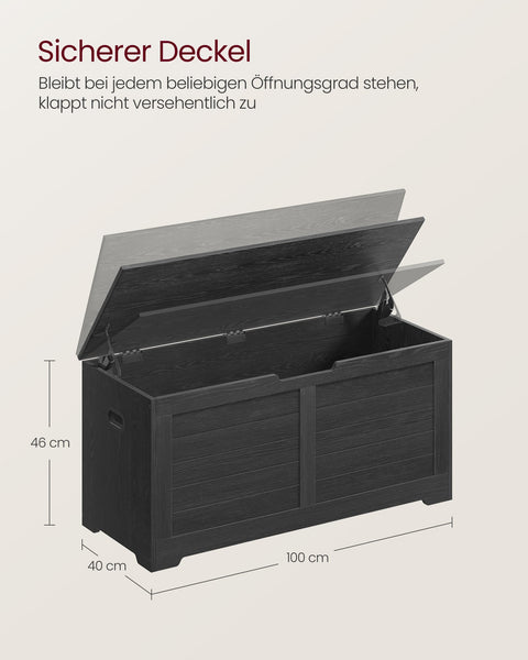 Rootz Shoe Bench Organizer - Entryway Storage - Chipboard Material - 40cm x 100cm x 46cm - Ebony Black - 136kg Max Load - 19.5kg Weight