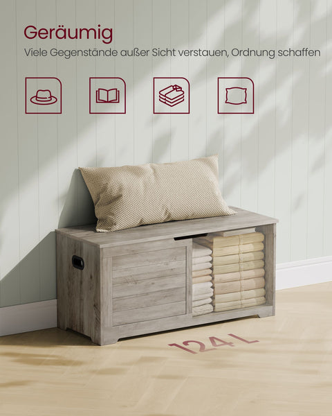 Rootz Shoe Bench with Padded Seat - Entryway Organizer - Chipboard Material - 40cm x 100cm x 46cm - Greige Mottled Finish