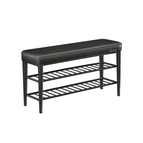 Rootz Shoe Bench - Footwear Organizer - Entryway Seat - Durable Steel & PU Leather - 30 x 100 x 50 cm
