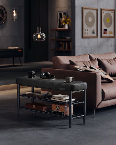 Rootz Shoe Bench - Footwear Organizer - Entryway Seat - Durable Steel & PU Leather - 30 x 100 x 50 cm