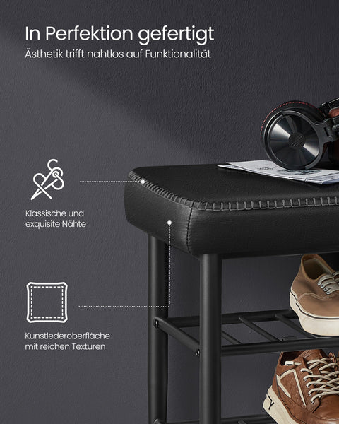 Rootz Shoe Bench - Footwear Organizer - Entryway Seat - Durable Steel & PU Leather - 30 x 100 x 50 cm