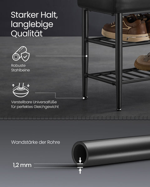 Rootz Shoe Bench - Footwear Organizer - Entryway Seat - Durable Steel & PU Leather - 30 x 100 x 50 cm