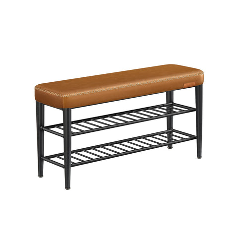 Rootz Ekho Collection Shoe Bench - Shoe Rack - Entryway Bench - Highly Elastic Foam - 30 x 100 x 50 cm - Caramel Brown