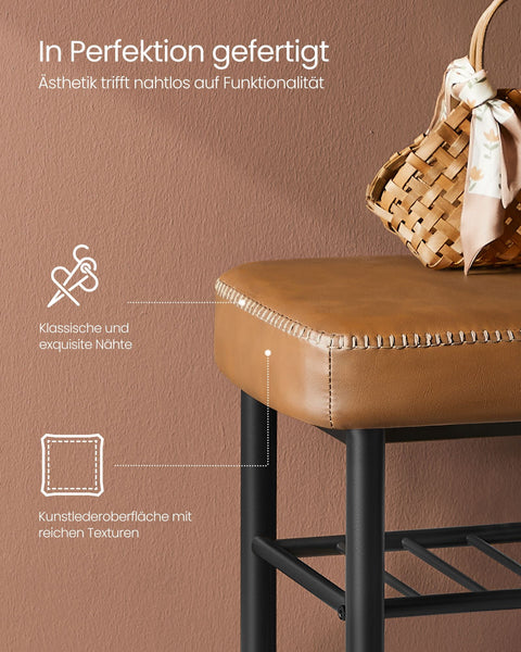 Rootz Ekho Collection Shoe Bench - Shoe Rack - Entryway Bench - Highly Elastic Foam - 30 x 100 x 50 cm - Caramel Brown