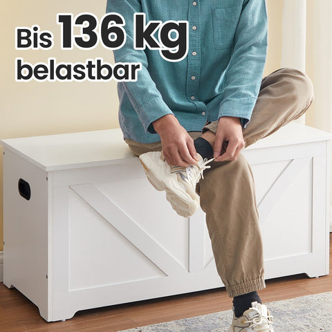 Rootz White Wooden Chipboard Shoe Bench - Entryway Storage Bench - Seating Area - 40cm x 100cm x 46cm