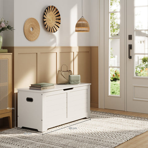 Rootz Shoe Bench - Bench with Storage Space - Seat Chest - 2 Safety Hinges - Wooden Chipboard - 100cm x 40cm x 46cm