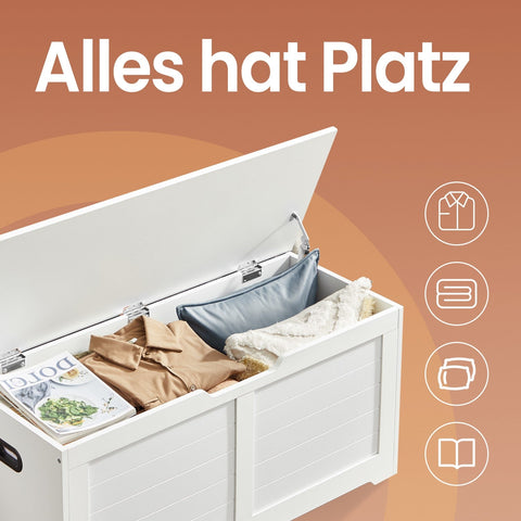 Rootz Shoe Bench - Bench with Storage Space - Seat Chest - 2 Safety Hinges - Wooden Chipboard - 100cm x 40cm x 46cm