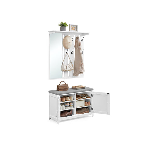 Rootz Shoe Bench Wall Wardrobe Set - Entryway Organizer - Coat Rack - Durable Wooden Chipboard - 82cm x 90cm x 20cm