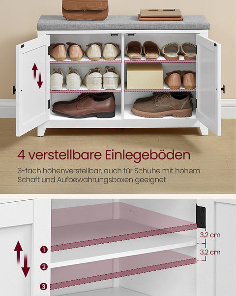 Rootz Shoe Bench Wall Wardrobe Set - Entryway Organizer - Coat Rack - Durable Wooden Chipboard - 82cm x 90cm x 20cm