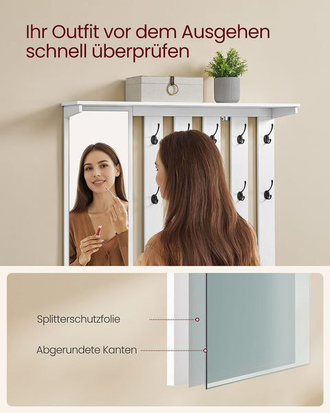 Rootz Shoe Bench Wall Wardrobe Set - Entryway Organizer - Hallway Storage - 10 Hooks - High Capacity - 31x102x52cm Bench, 20x102x90cm Wardrobe