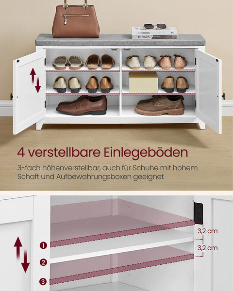 Rootz Shoe Bench Wall Wardrobe Set - Entryway Organizer - Hallway Storage - 10 Hooks - High Capacity - 31x102x52cm Bench, 20x102x90cm Wardrobe