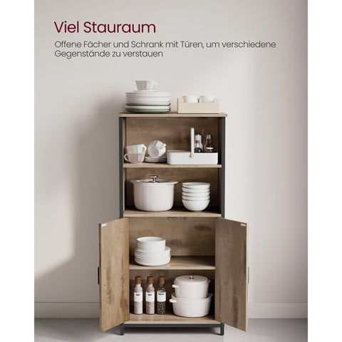 Rootz Eiken Bruin-Zwarte Opbergkast - Spaanplaat Staal - Grote Organizer - Verstelbare Planken - 35cm x 60cm x 124,5cm