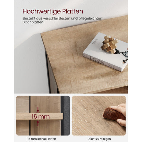 Rootz Eiken Bruin-Zwarte Opbergkast - Spaanplaat Staal - Grote Organizer - Verstelbare Planken - 35cm x 60cm x 124,5cm