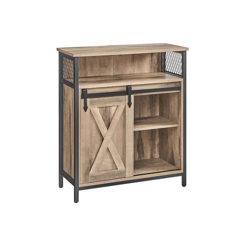 Rootz Oak Brown-Black Sideboard - Buffet Cabinet - Chipboard Steel - Spacious Storage - Sturdy Construction - Modern Design - 30cm x 70cm x 80cm