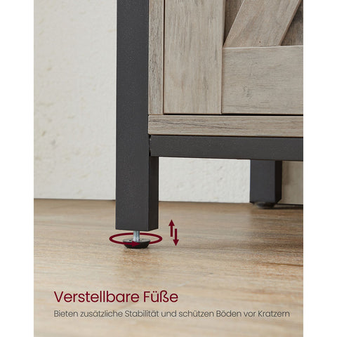 Rootz Chipboard Steel Sideboard - Greige Black - Storage Cabinet - Adjustable Shelves - 33cm x 100cm x 80cm