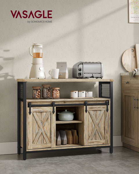 Rootz Turquoise Brown-Ink Black Sideboard - Storage Cabinet - Chipboard Steel - Adjustable Shelves - Anti-Tip - 33cm x 100cm x 80cm